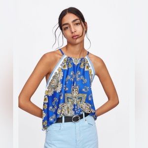 Zara Paisley Hankerchief Top Size M